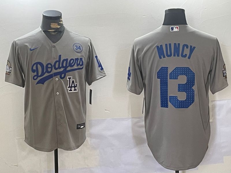 Men Los Angeles Dodgers #13 Muncy Grey Game 2024 Nike MLB Jersey style 11205->los angeles dodgers->MLB Jersey